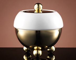 Jazz Gold Design Sugar Bowl in White | TWG Tea