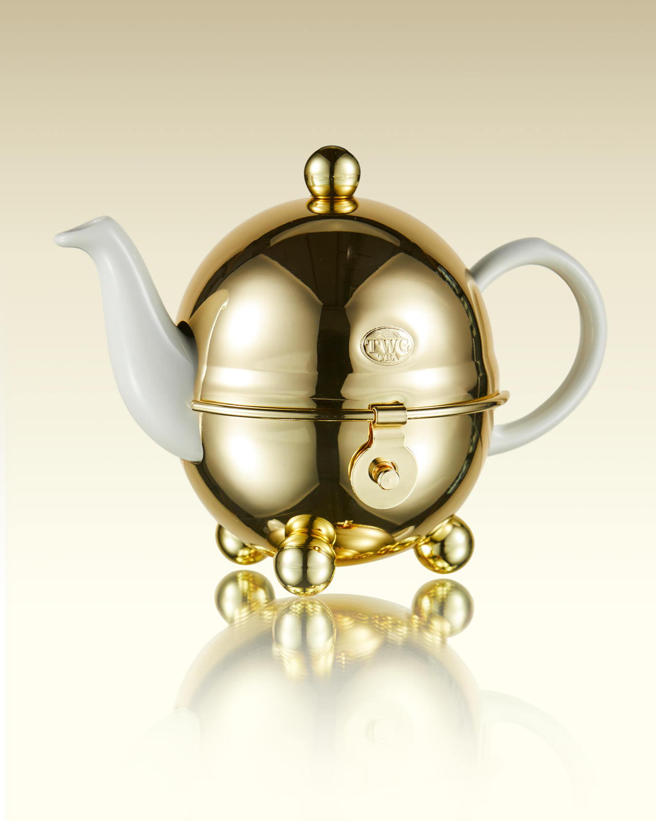 Jazz Gold Design Teapot in White (180ml) | TWG Tea