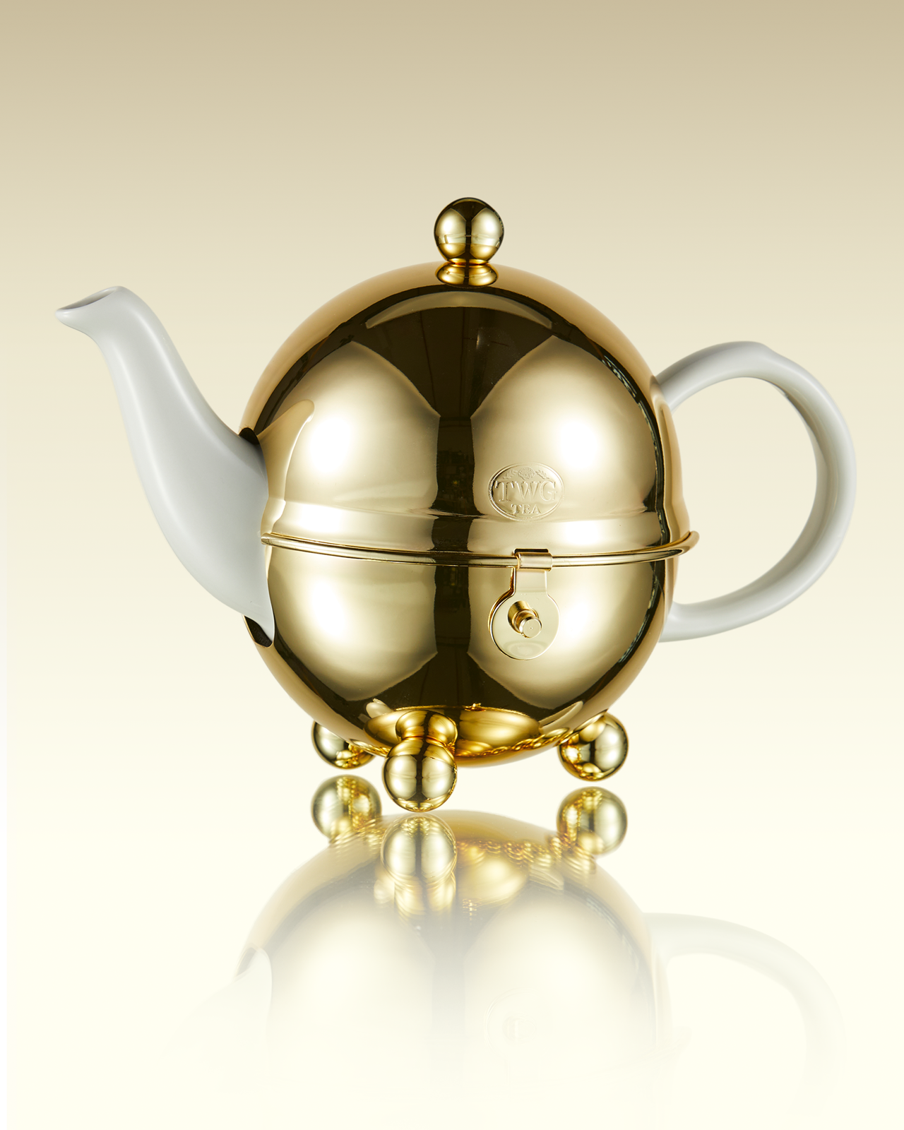 Jazz Gold Design Teekanne in Weiß (500ml) | TWG Tea