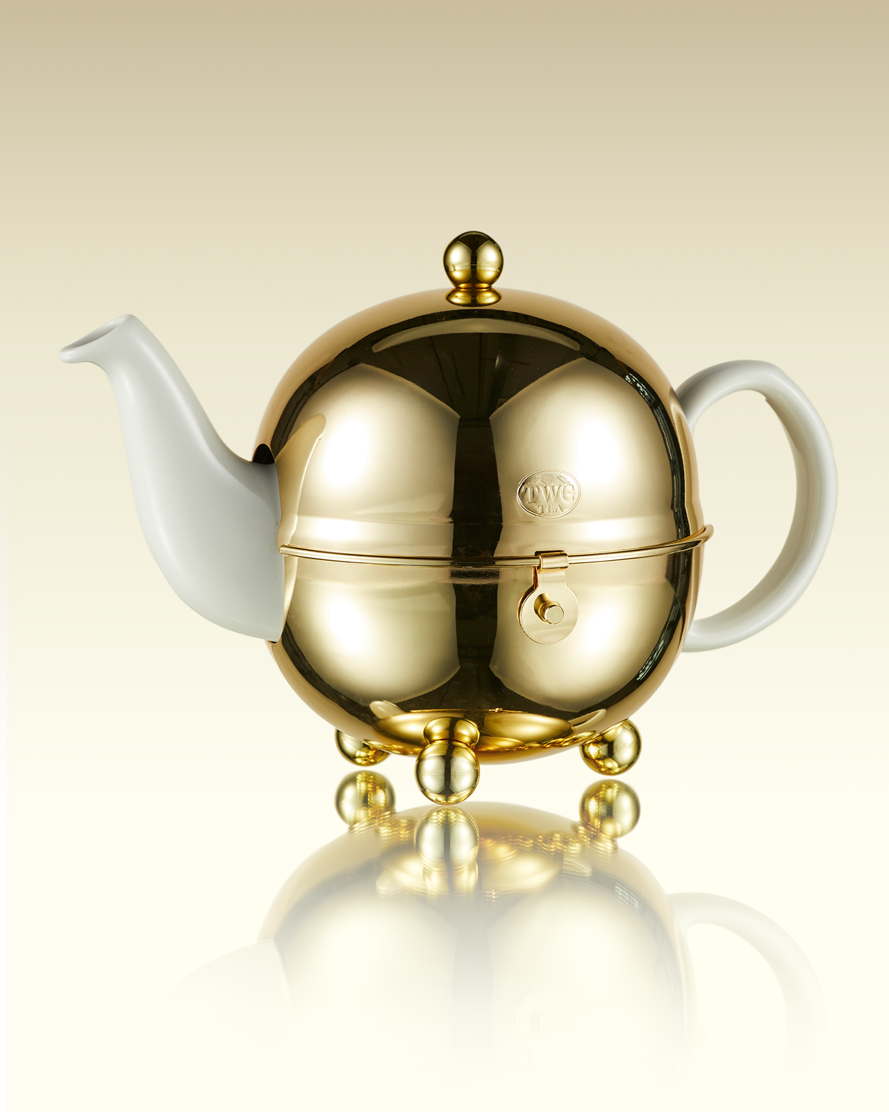 Jazz Gold Design Teapot in White (900ml) | TWG Tea