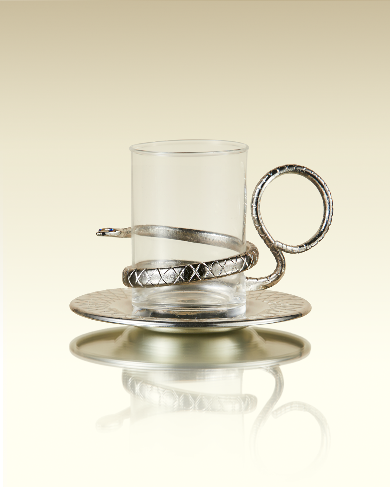 Taza de té y platillo Sahara chapados en plata | TWG Tea